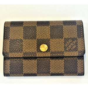 Louis Vuitton Porte Monnaie Plat Coin / Card Case Snap Monogram Wallet